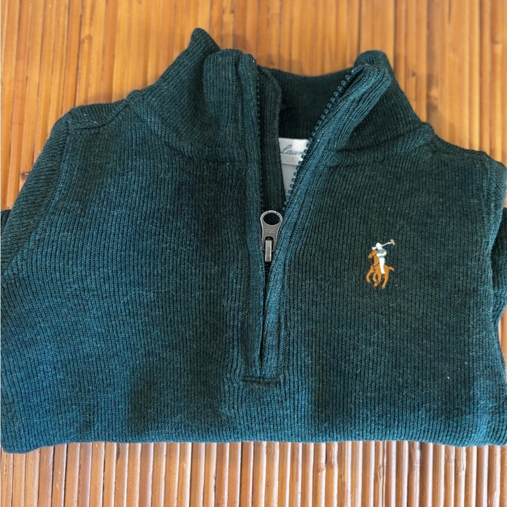 Ralph Lauren Baby Dark Green Zip-Up Sweater